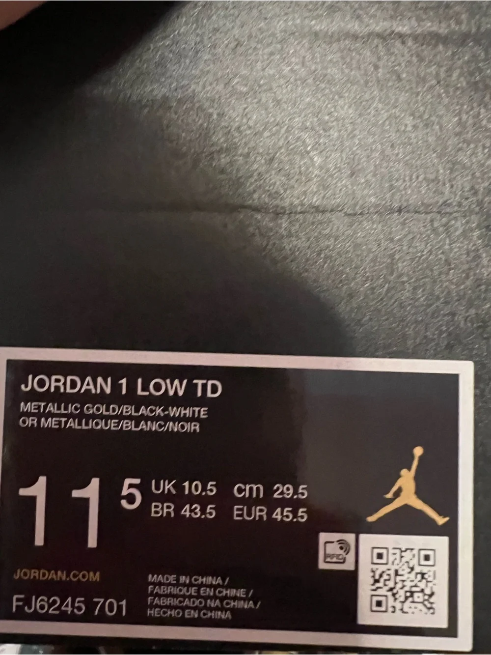 Nike Air Jordan 1 Low Football Cleat FJ6245-701 White Gold Black Mens Size 11.5
